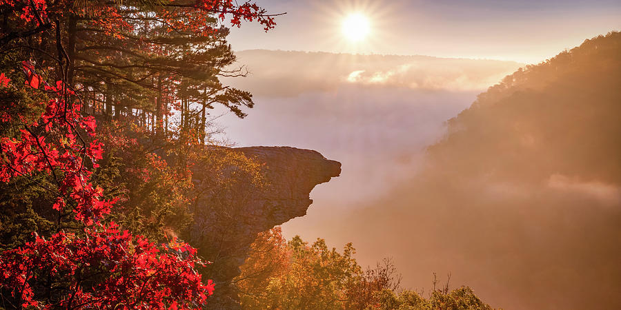 Hawksbill Crag Arkansas Autumn Sunrise Panorama Photograph by Gregory ...