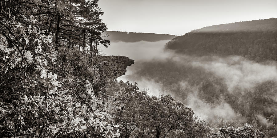Hawksbill Crag - Whitaker Point Sunrise Panorama - Sepia Edition Photograph by Gregory Ballos