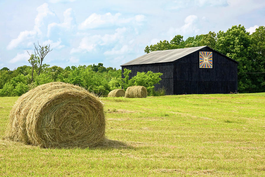 Hay Bales and Barn Photograph by Sally Weigand