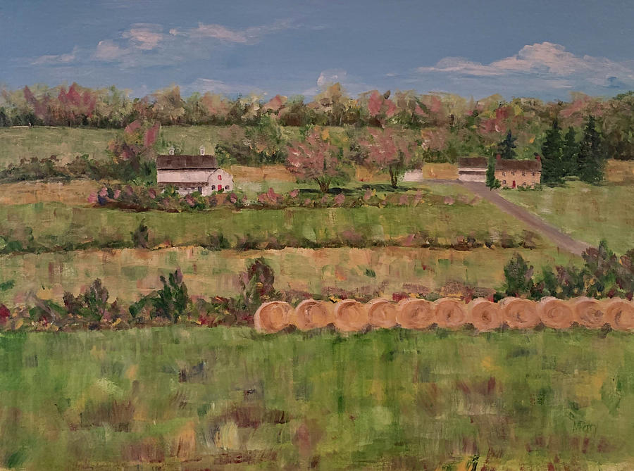 Hay Bales Painting by Margie Perry