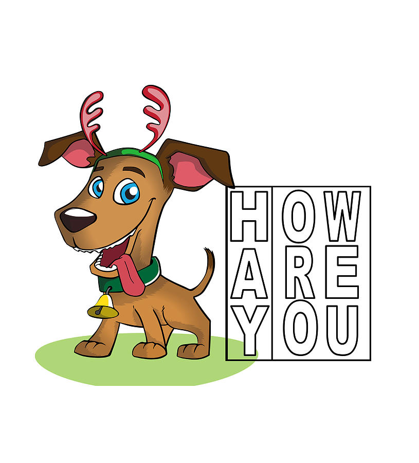 Hay How Are You Christmas Dog Digital Art by Ali Baucom