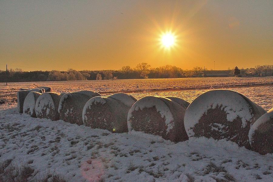 Hay Roll in Snow #2 Photograph by Eric Towell
