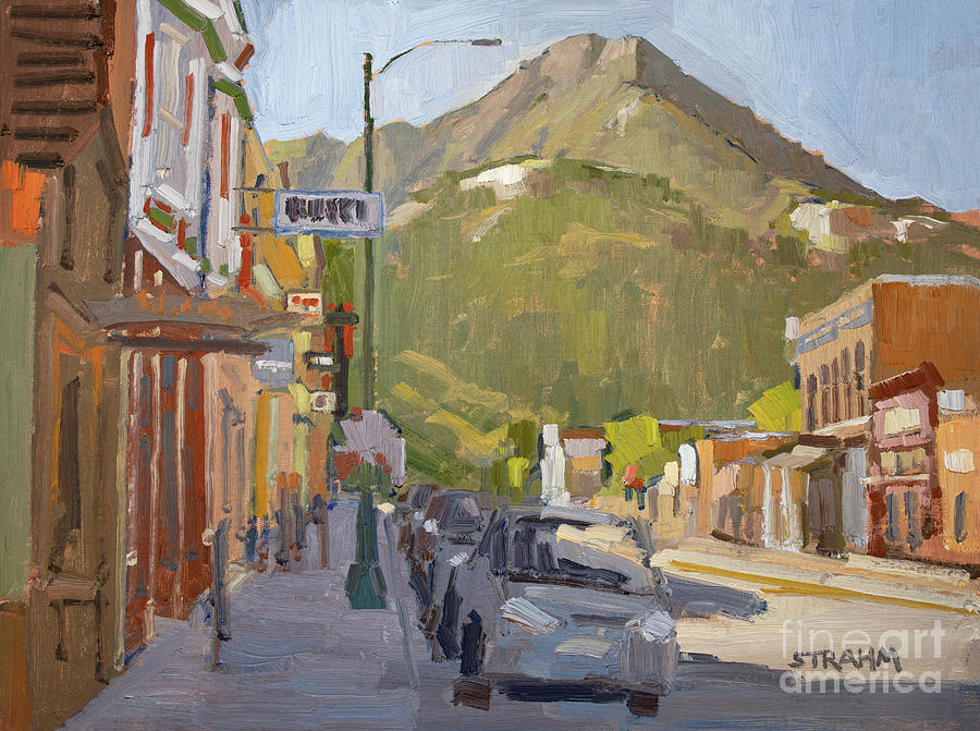 Mount Abrams From Main Street - Ouray, Colorado Painting by Paul Strahm