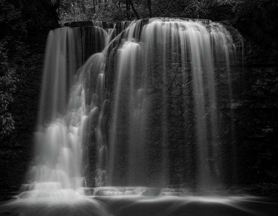 Hayden Run Falls Black And White Photograph by Dan Sproul