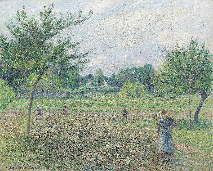 Haymaking at Eragny. Camille Pissarro, French, 1830-1903. Painting by Camille Pissarro