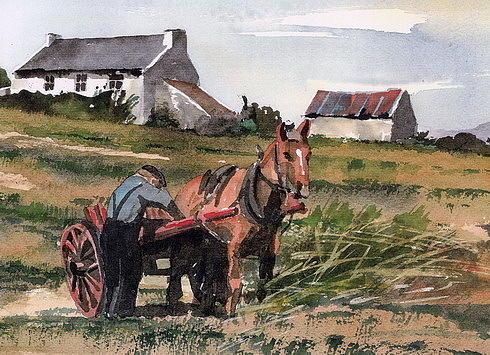 Haymaking in Tousist, Beara Painting by Val Byrne