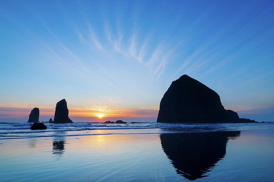 Haystack Rock at Sunset Photograph by Patrick Campbell