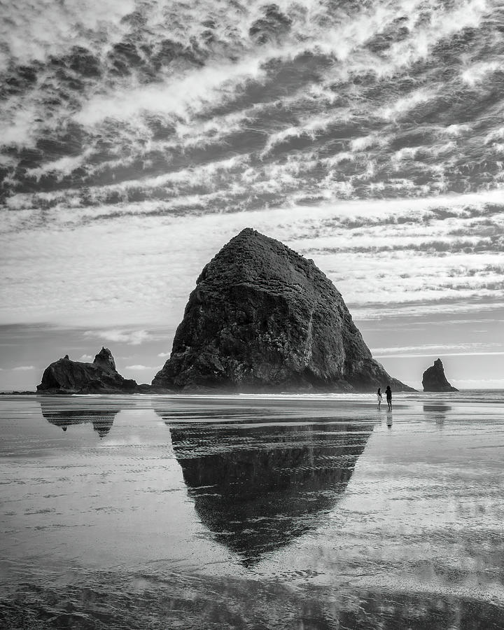 Haystack Rock Black and White Photograph by Adam Romanowicz