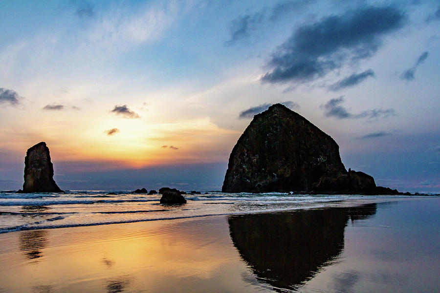 Haystack Rock Blue Hour Photograph by Bill Gallagher