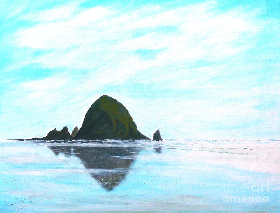 Haystack Rock Cannon Beach Painting by John Lyes