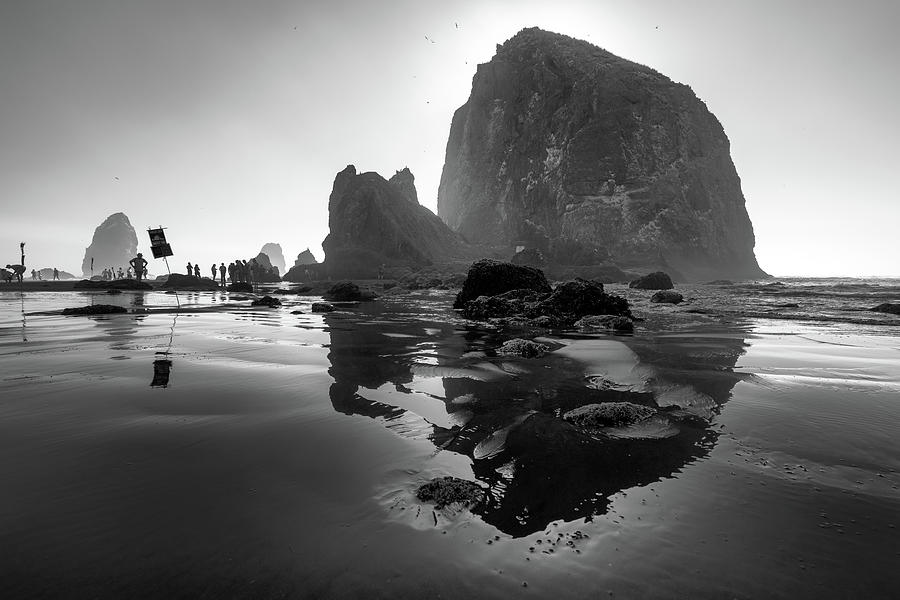 Black And White Photograph - Haystack Rock by Christopher Johnson