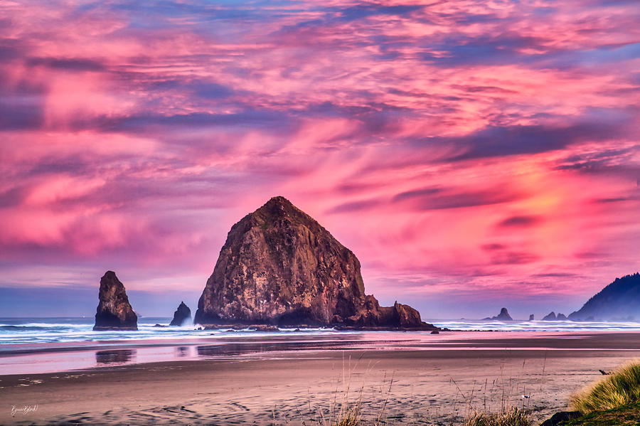 Haystack Rock- first light Photograph by Bruce Block