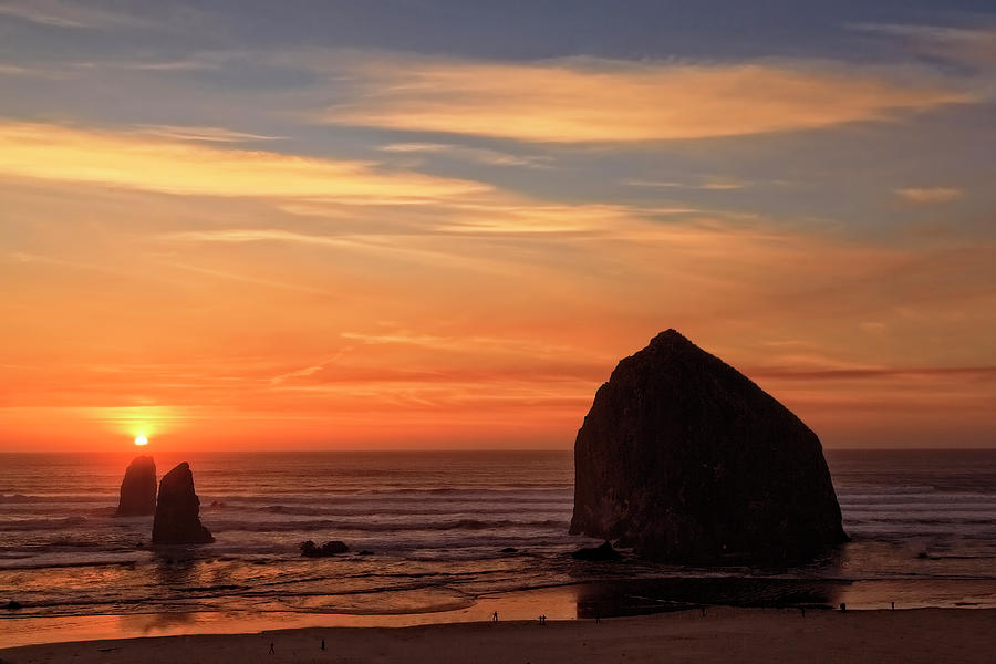 Sunset Photograph - Haystack Rock Sunset by Kay Brewer