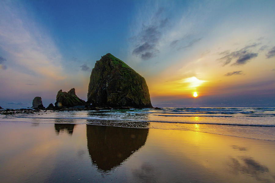 Haystack Rock Sunset Photograph by Bill Gallagher