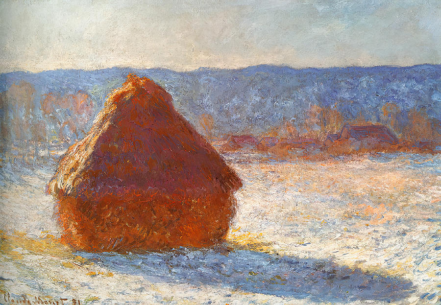 Claude Monet Painting - Haystack, Morning Snow Effect  by Claude Monet