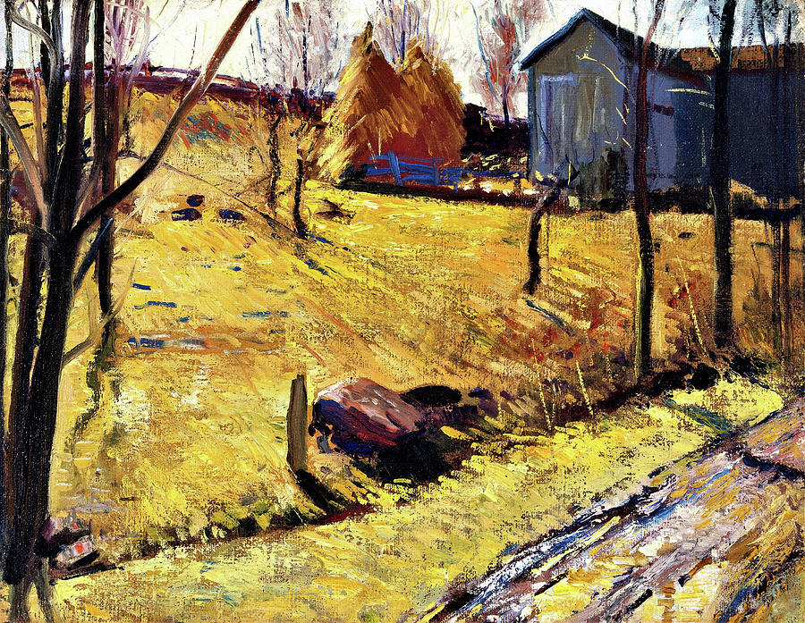 George Wesley Bellows Painting - Haystacks And Barn - Digital Remastered Edition by George Wesley Bellows George Wesley Bellows Painting - Haystacks And Barn - Digital Remastered Edition by George Wesley Bellows