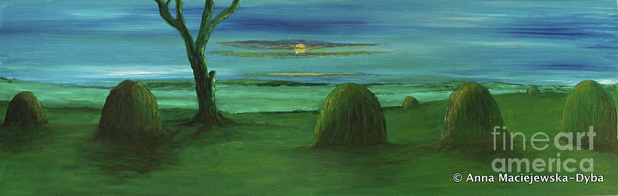 Landscape Painting - Haystacks by Anna Folkartanna Maciejewska-Dyba