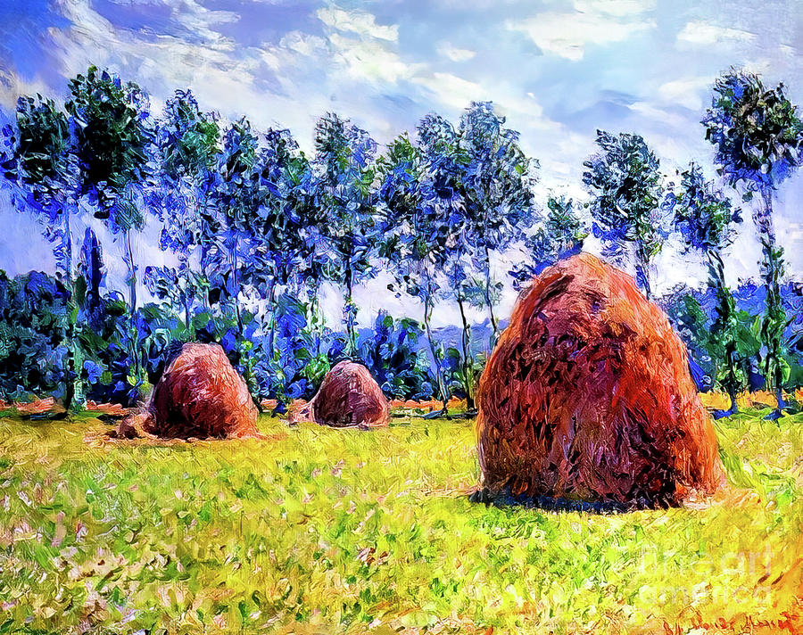 Haystacks at Giverny by Claude Monet 1884 Painting by Claude Monet