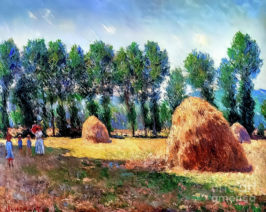 Haystacks at Giverny by Claude Monet 1885 Painting by Claude Monet