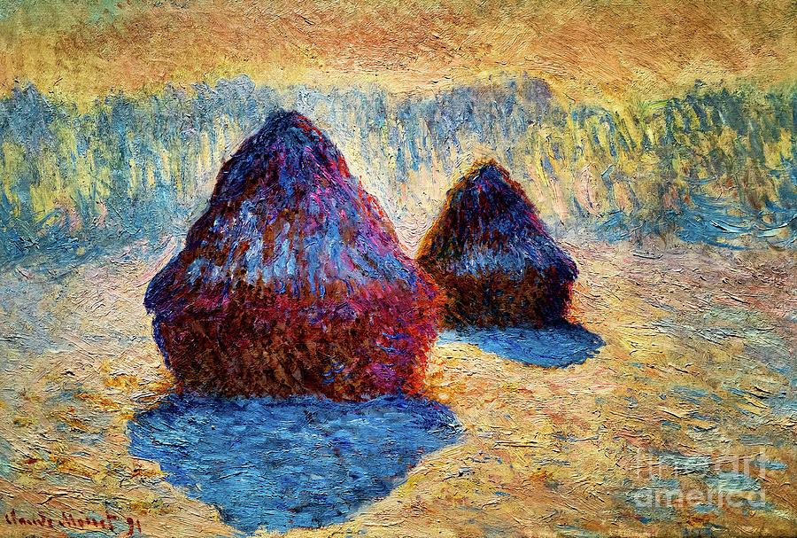Haystacks Effect of Snow and Sun 1891 by Claude Monet Painting by Claude Monet