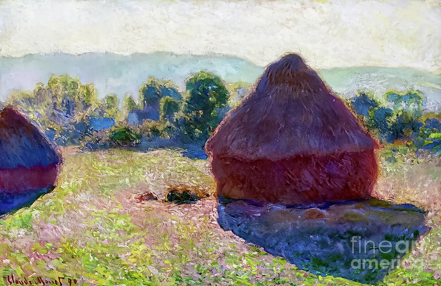 Haystacks Midday by Claude Monet 1890 Painting by Claude Monet
