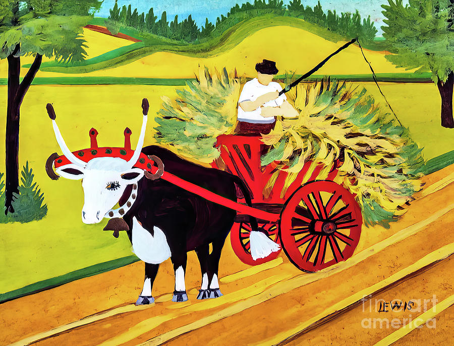 Haywagon by Maud Lewis 1940s Painting by Maud Lewis