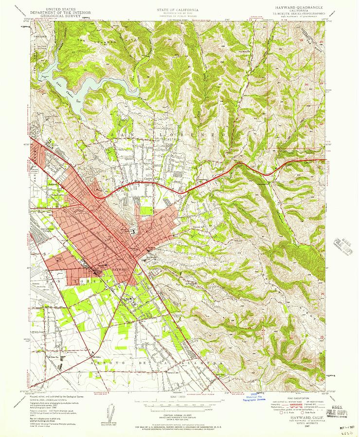 Hayward CA from 1947 Vintage Map High Quality Mixed Media by Vintage ...