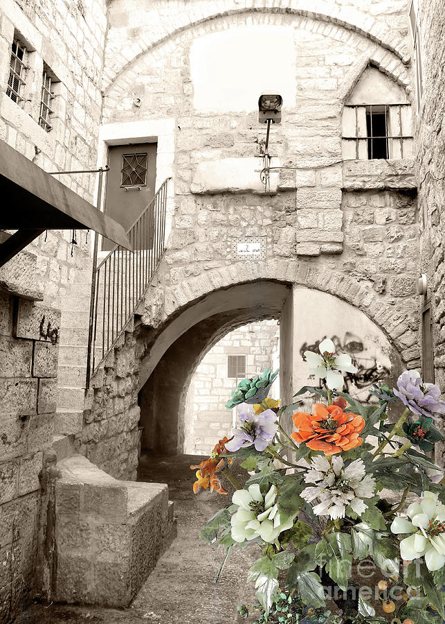 Hazboun Arch and Flowers Photograph by Munir Alawi