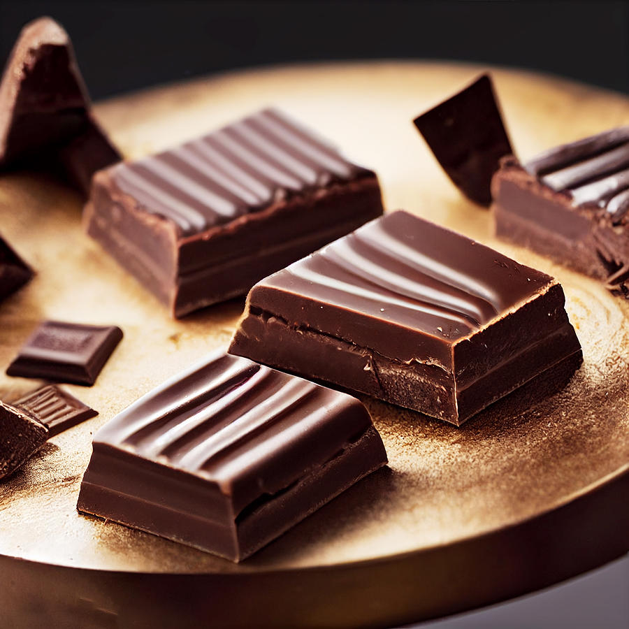 Hazelnut Chocolates On Gold Platter Digital Art by Craig Boehman
