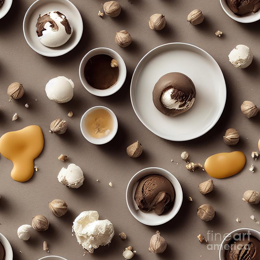 Hazelnuts ice cream on seamless texture tile Digital Art by Benny Marty