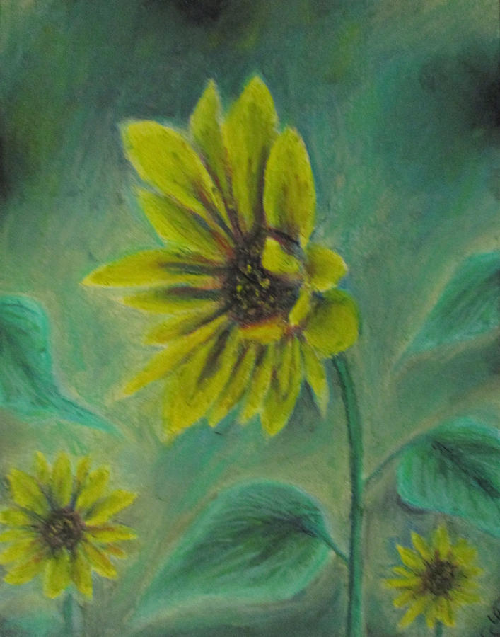 Hazing Sunflowers Painting by Jen Shearer
