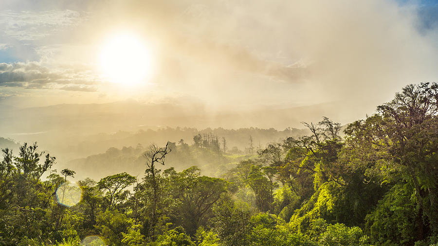 Hazy Sunset at Mountains of Costa Rica Photograph by Kryssia Campos