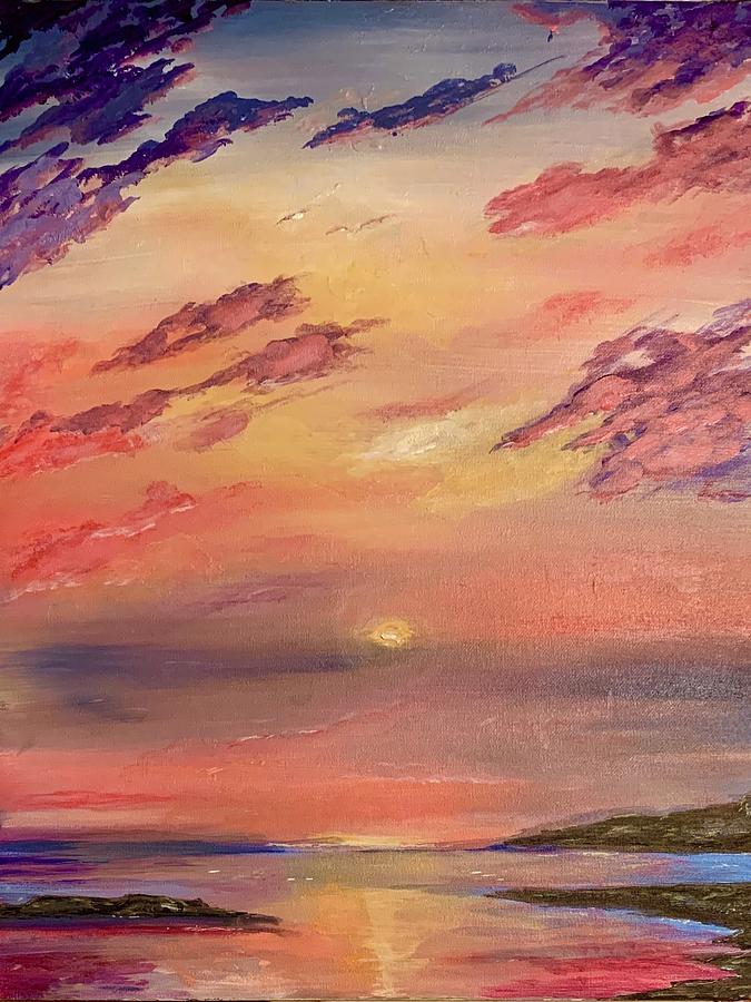 Hazy sunset Painting by Lynn Shaffer