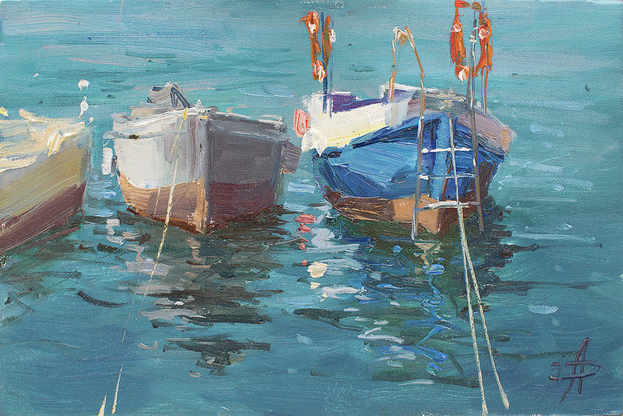 HD47220220 Boats Painting by Hanna Davydchenko HD47220220 Boats Painting by Hanna Davydchenko