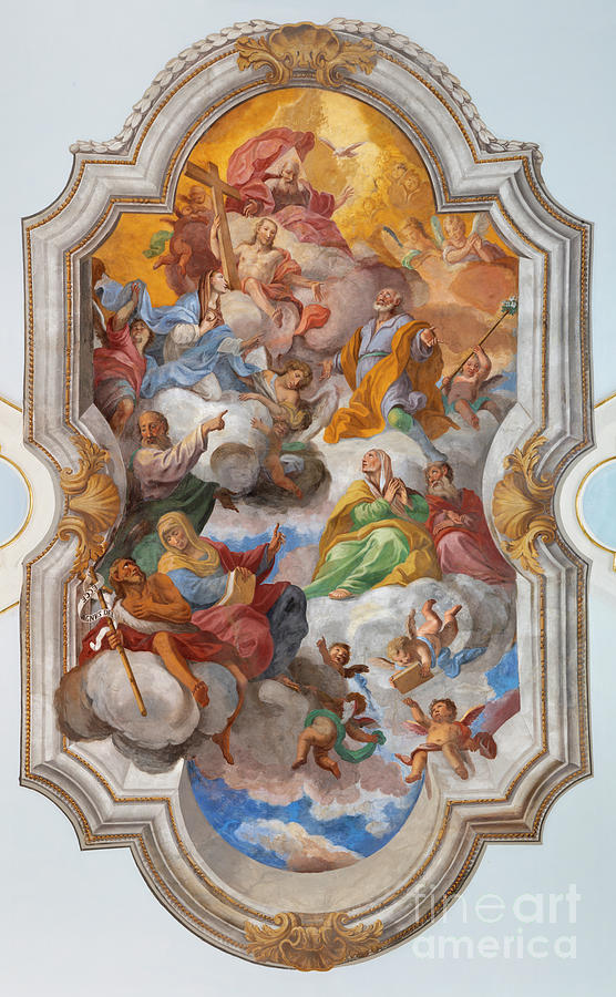 Architecture Photograph - he ceiling fresco of Apotheosis of St. Joseph  by Jozef Sedmak