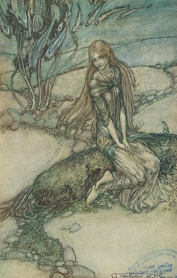 He could see Undine beneath the crystal vault Drawing by Arthur Rackham ...