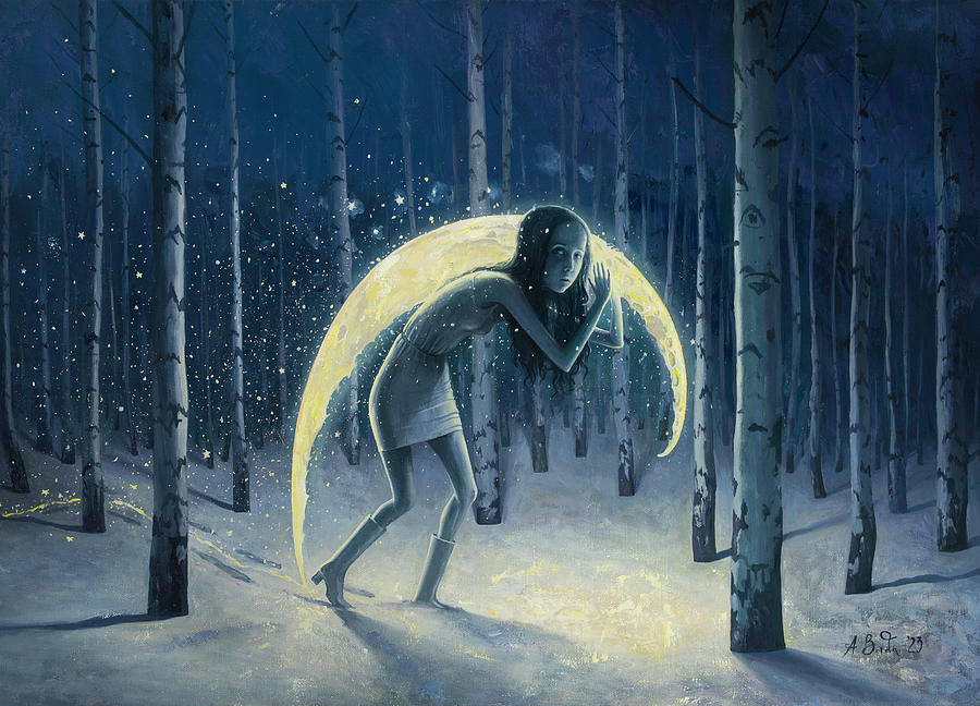 He gave me the Moon, but it wasnt full Painting by Adrian Borda