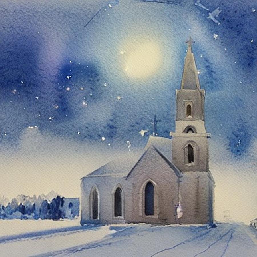 He is Born, Christmas in New England, 2022 Painting by Christopher Lotito