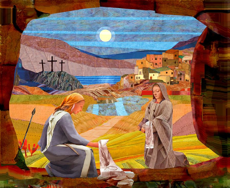 Easter Painting - He is risen. Look, there is the place they laid him  Mark 16-6 by Michael Torevell