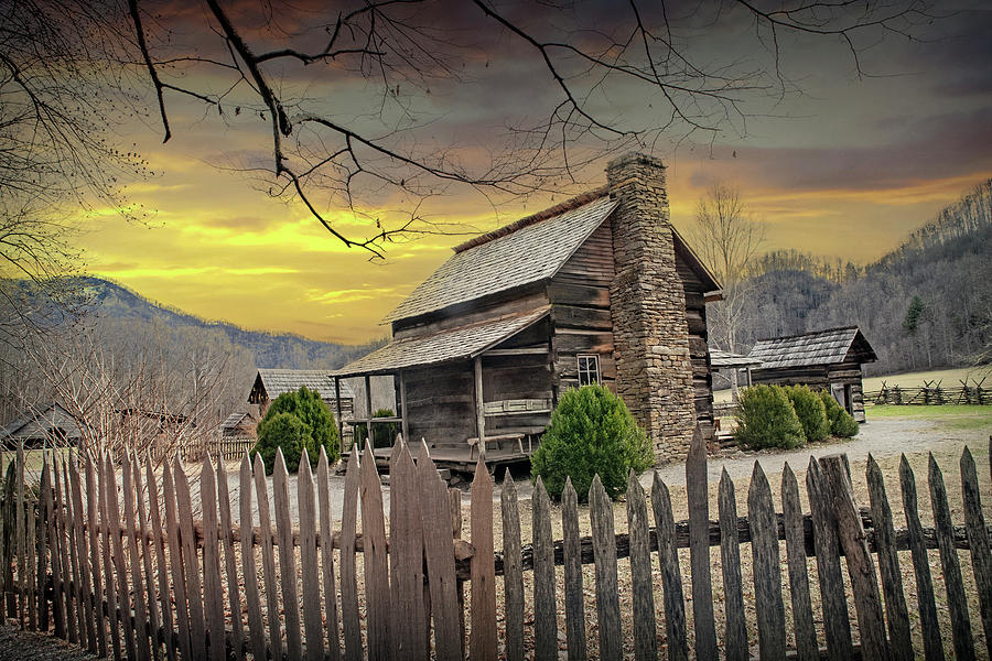 he John Davis Cabin at the Mountain Farm Museum in the Smoky Mou Photograph by Randall Nyhof