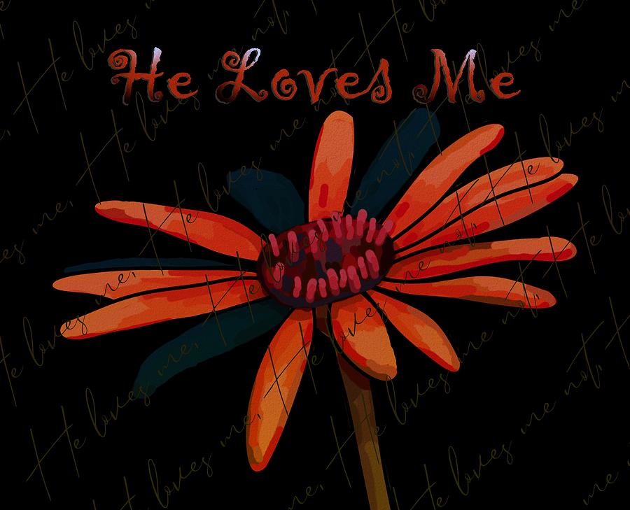 He Loves Me Daisy Loves Me Not Drawing by Joan Stratton