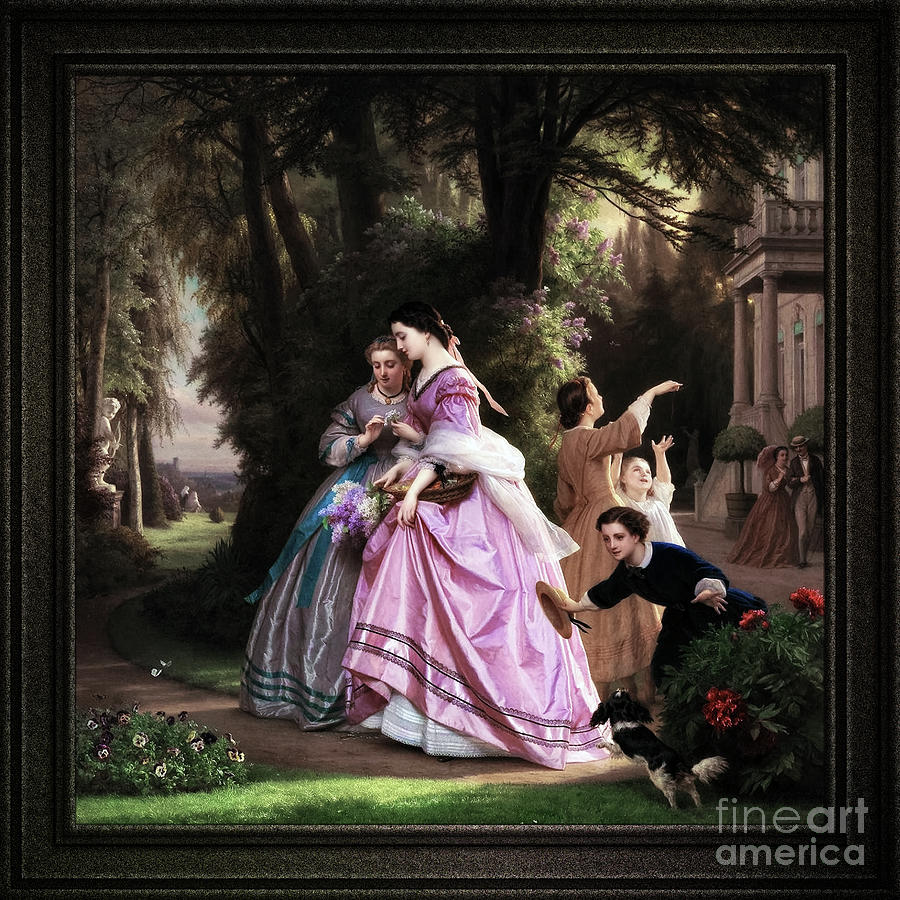 He Loves Me, He Loves Me Not by Josephus Laurentius Dyckmans Classical Art Old Masters Reproduction Painting by Rolando Burbon