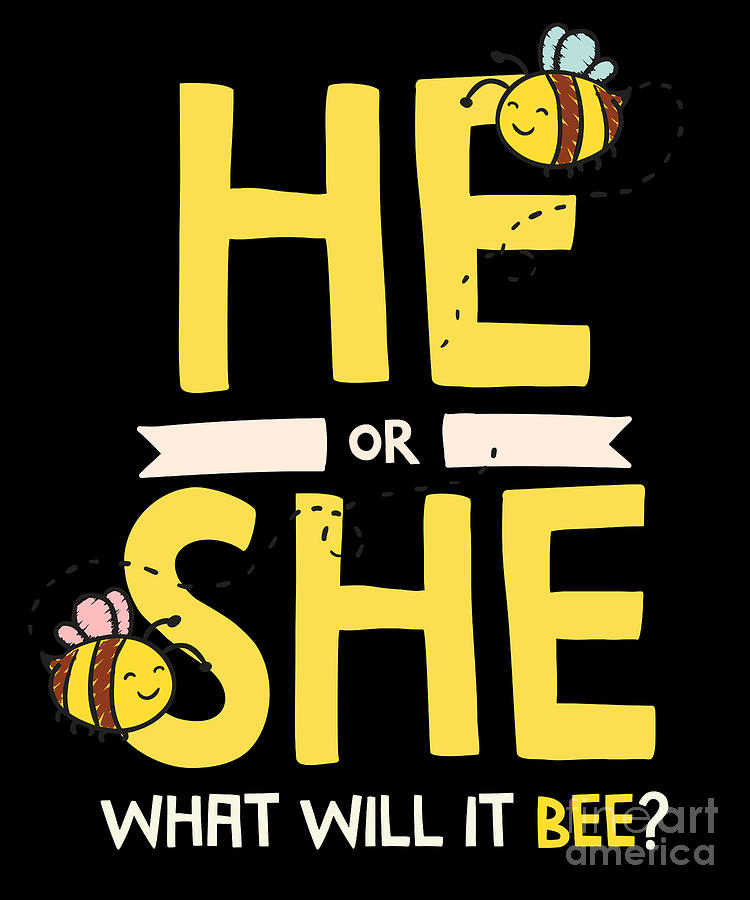 He Or She What Will It Bee Gender Reveal Baby Shower Drawing By Noirty Designs