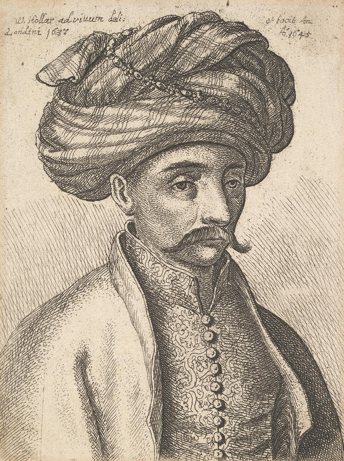 Head and Shoulders of a Turk, with a Moustache and a Large Turban Relief by Wenceslaus Hollar