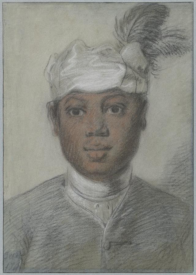 Head of a Black Young Man in a Turban with Feathers, Cornelis Troost, 1747 Painting by Artistic Rifki