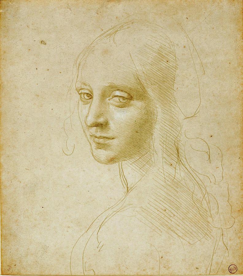 Head of a Girl 01 by Leonardo da Vinci, Drawing by Art Anthology - Fine ...