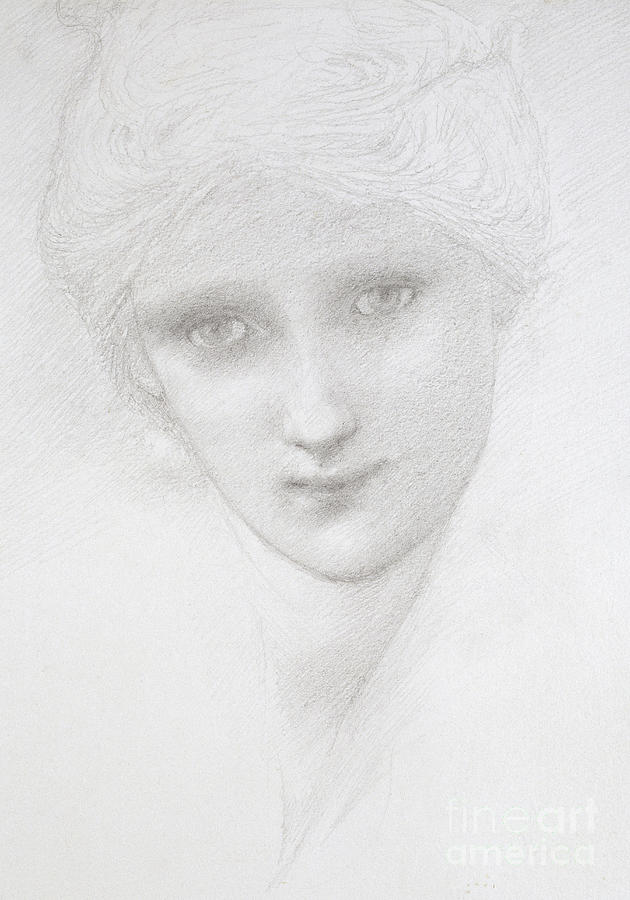 Vintage Drawing - Head of a Woman, 1890  by Edward Burne-Jones