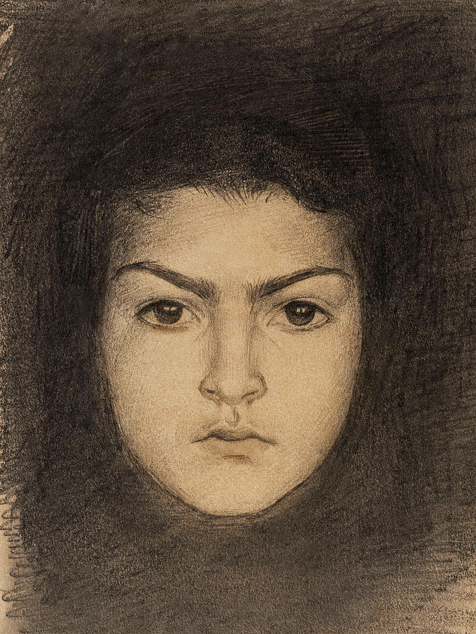 John Singer Sargent Drawing - Head of a Woman Front by John Singer Sargent