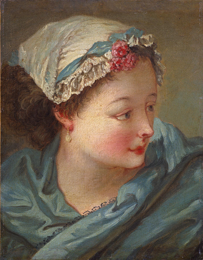 Head of a Young Woman Painting by Francois Boucher