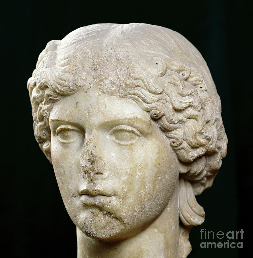 Head Of Agrippina The Elder Daughter Of Augustus And Mother Of Caligula Sculpture by Roman School